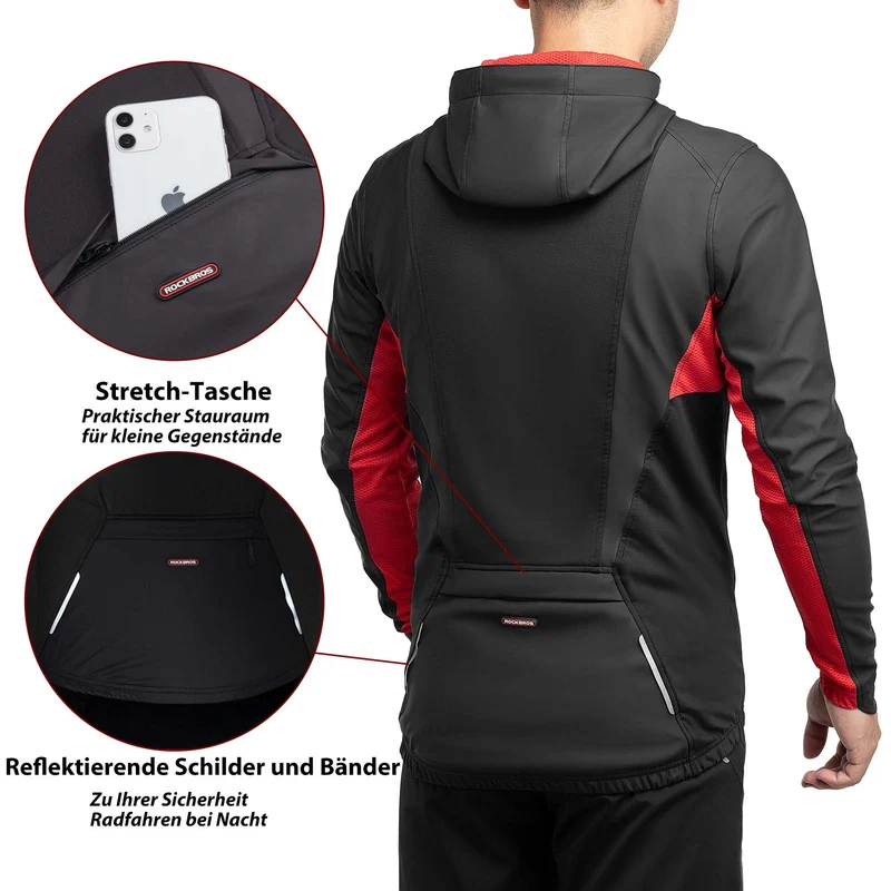 ROCKBROS Fahrradjacke Heren Winter Winddicht Softshelljack Zwart