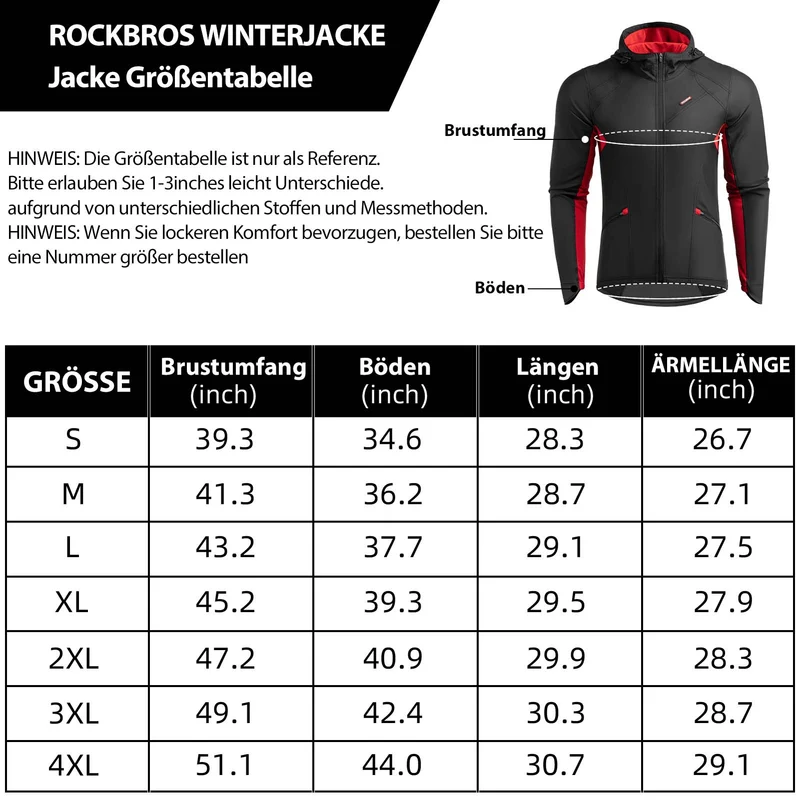 ROCKBROS Fahrradjacke Heren Winter Winddicht Softshelljack Zwart