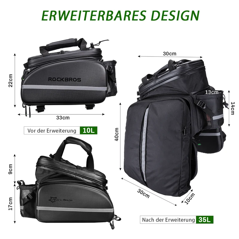 ROCKBROS Fahrrad Gepäckträgertasche 10-35L Wasserdicht Transporttas
