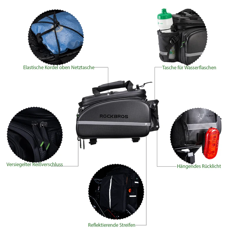 ROCKBROS Fahrrad Gepäckträgertasche 10-35L Wasserdicht Transporttas
