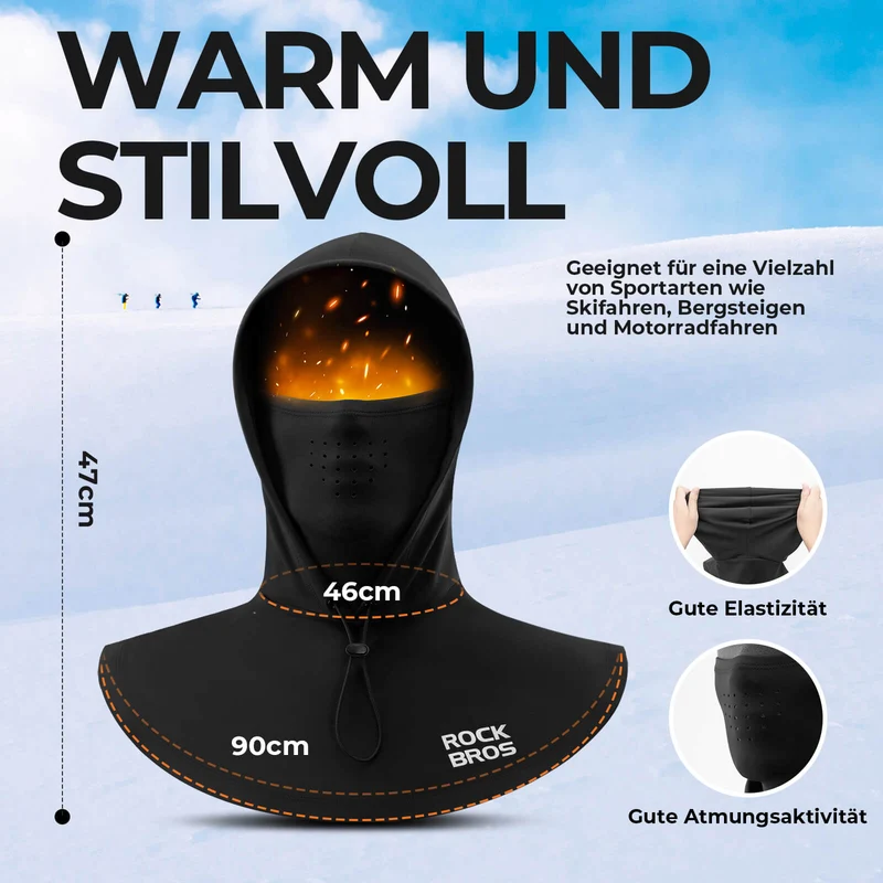 ROCKBROS Winter Sturmhaube Gesichtsmaske Warm Winddicht Bivakmuts Herren Damen