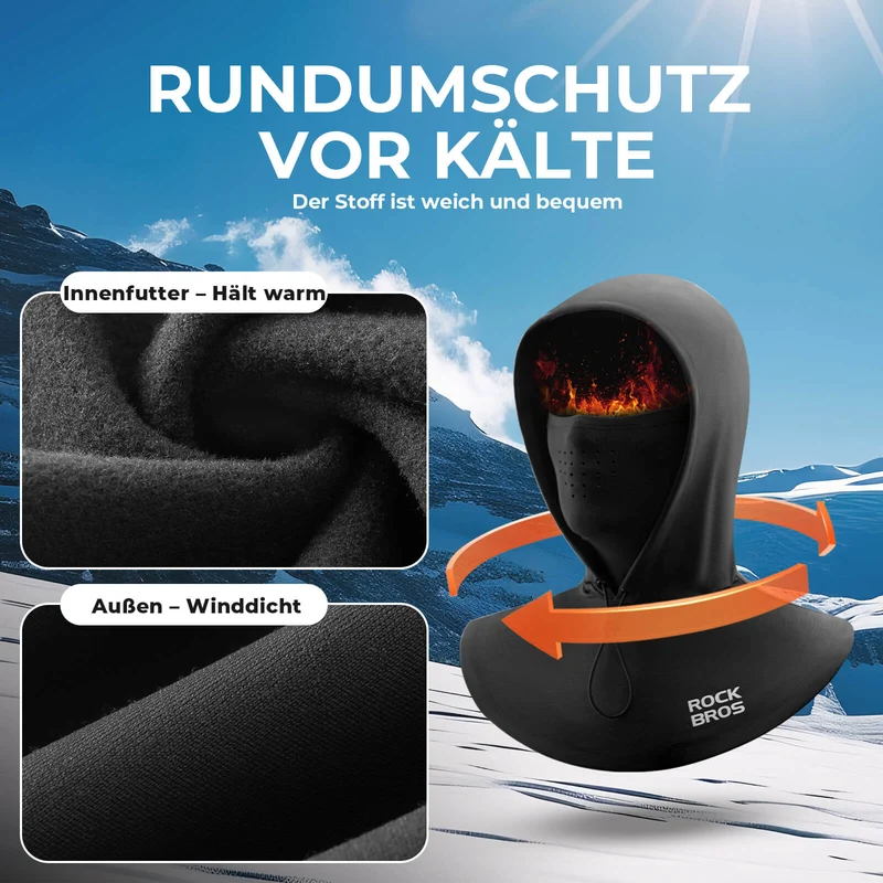 ROCKBROS Winter Sturmhaube Gesichtsmaske Warm Winddicht Bivakmuts Herren Damen