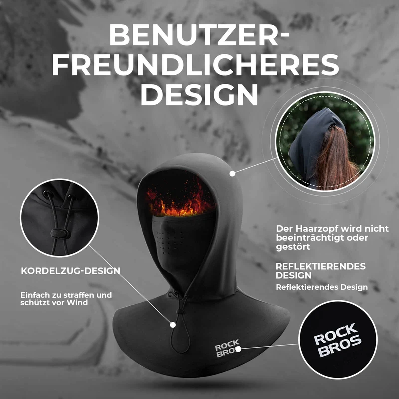 ROCKBROS Winter Sturmhaube Gesichtsmaske Warm Winddicht Bivakmuts Herren Damen