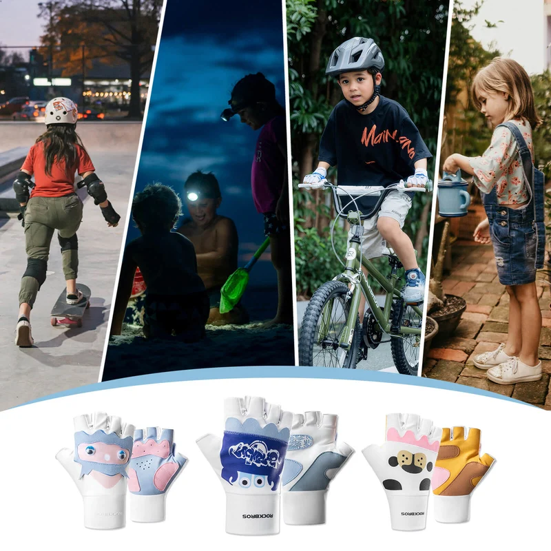 Kinder Halbvinger Fingerlose Fahrradhandschuhe