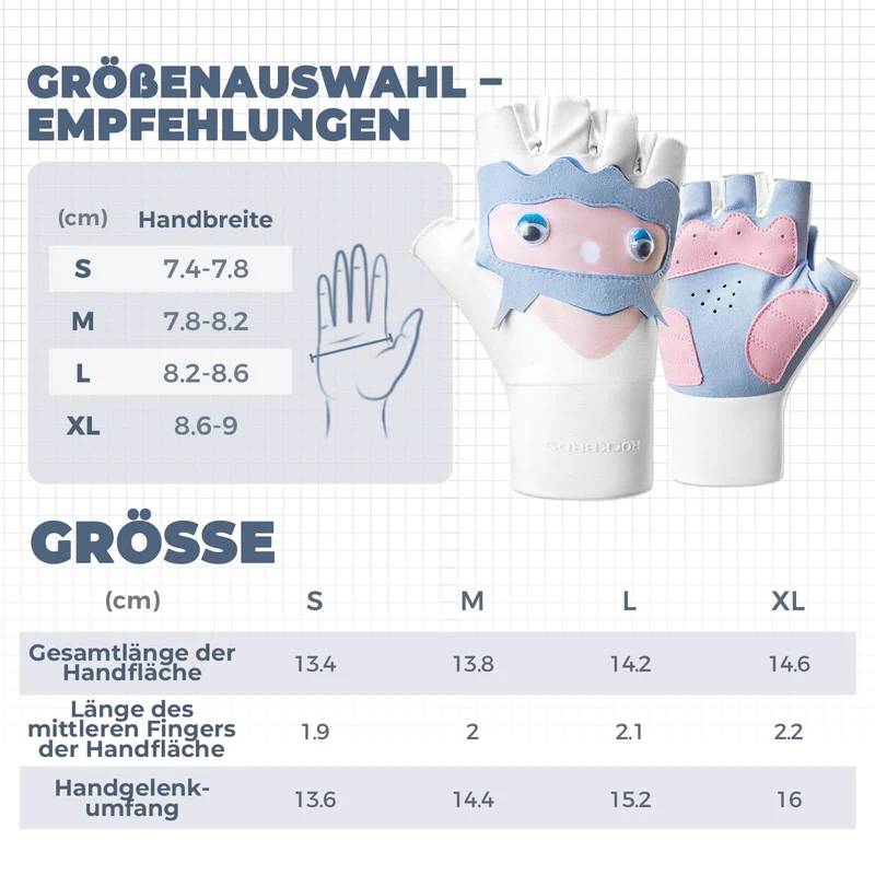 Kinder Halbvinger Fingerlose Fahrradhandschuhe
