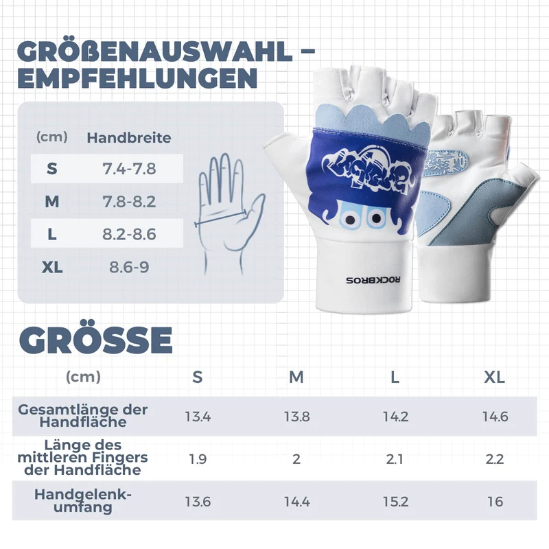 Kinder Halbvinger Fingerlose Fahrradhandschuhe