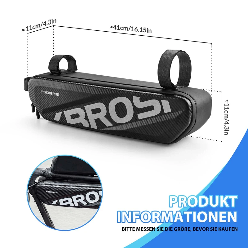 ROCKBROS Fahrrad Rahmentasche Wasserdicht Oberrohr Tasche 4.5L Zwart