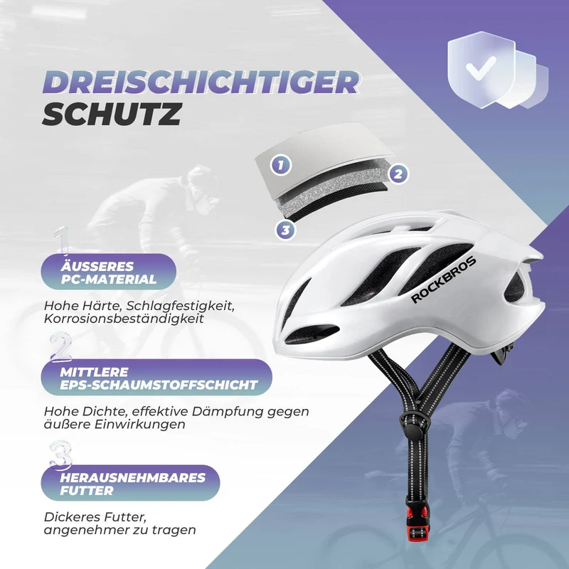 ROCKBROS Fahrradhelm 58-62cm Einstellbare Cityhelm Belüftung унісекс