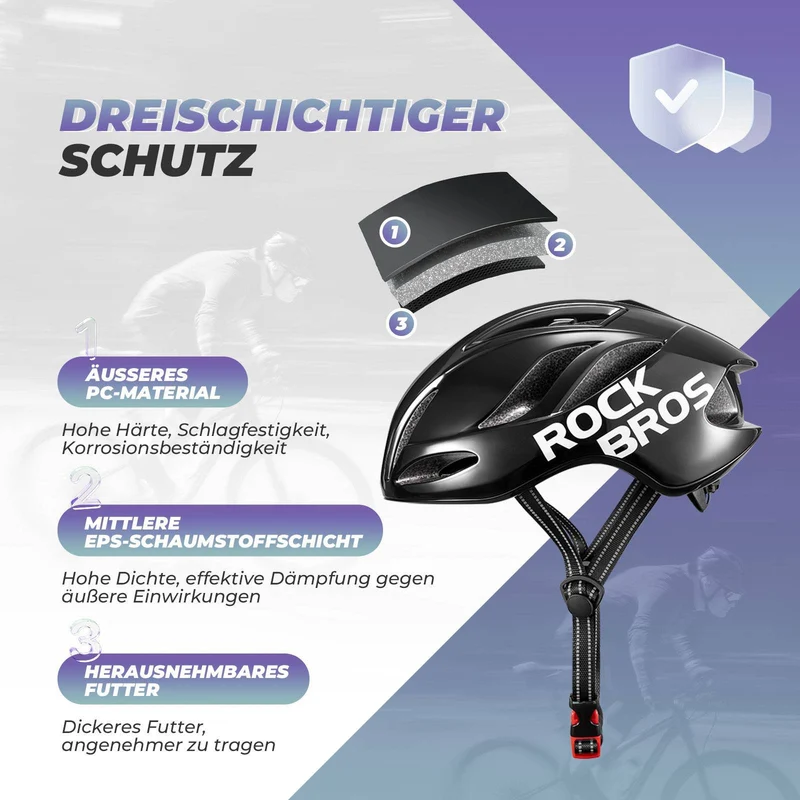 ROCKBROS Fahrradhelm 58-62cm Einstellbare Cityhelm Belüftung унісекс