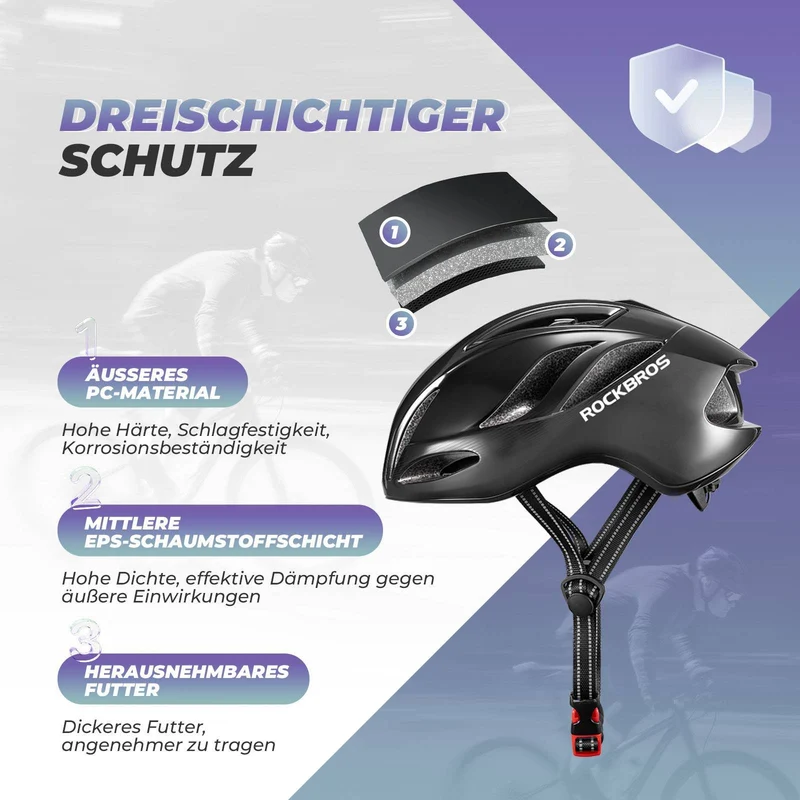 ROCKBROS Fahrradhelm 58-62cm Einstellbare Cityhelm Belüftung унісекс