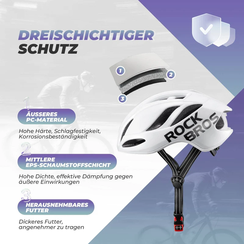 ROCKBROS Fahrradhelm 58-62cm Einstellbare Cityhelm Belüftung унісекс