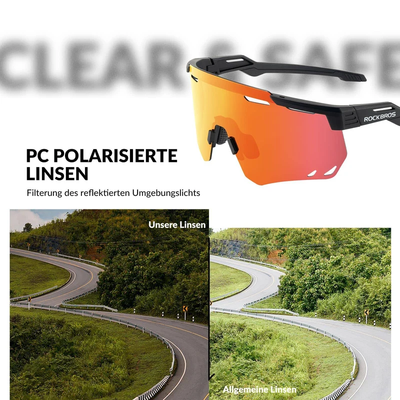 ROCKBROS Ultralicht Fahrradbrille Selbstönende Sonnenbrille met UV400-Schutz