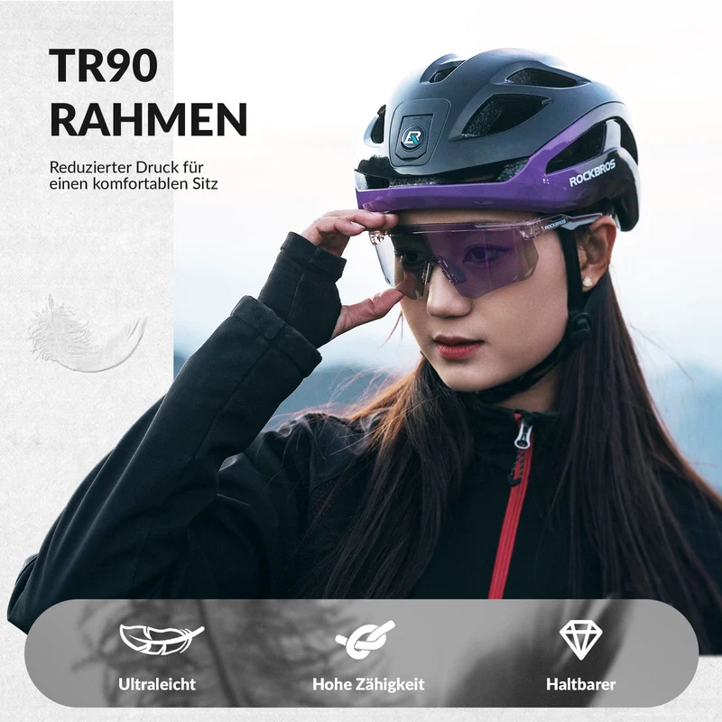 ROCKBROS Ultralicht Fahrradbrille Selbstönende Sonnenbrille met UV400-Schutz