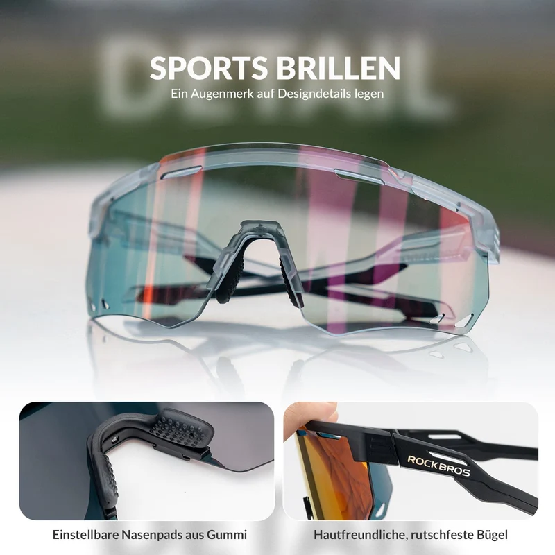 ROCKBROS Ultralicht Fahrradbrille Selbstönende Sonnenbrille met UV400-Schutz