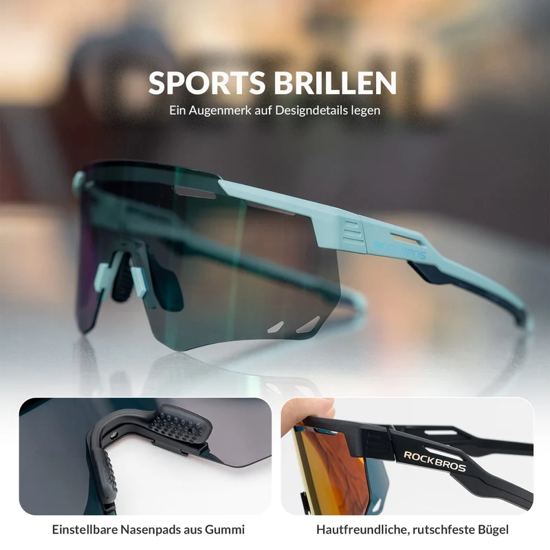ROCKBROS Ultralicht Fahrradbrille Selbstönende Sonnenbrille met UV400-Schutz