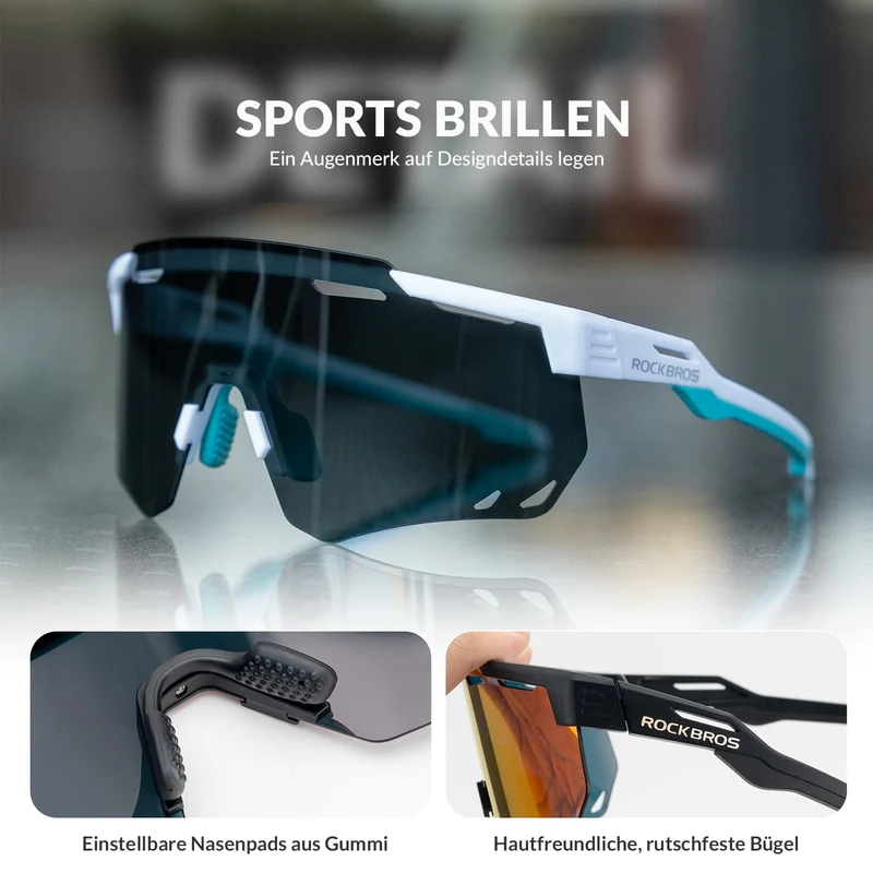 ROCKBROS Ultralicht Fahrradbrille Selbstönende Sonnenbrille met UV400-Schutz
