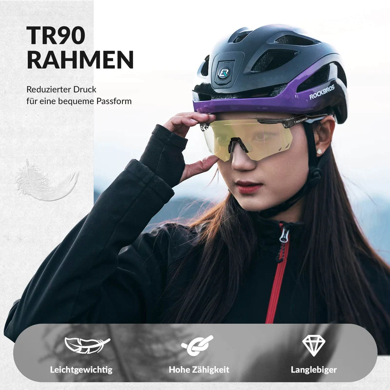 ROCKBROS Ultralicht Fahrradbrille Selbstönende Sonnenbrille met UV400-Schutz