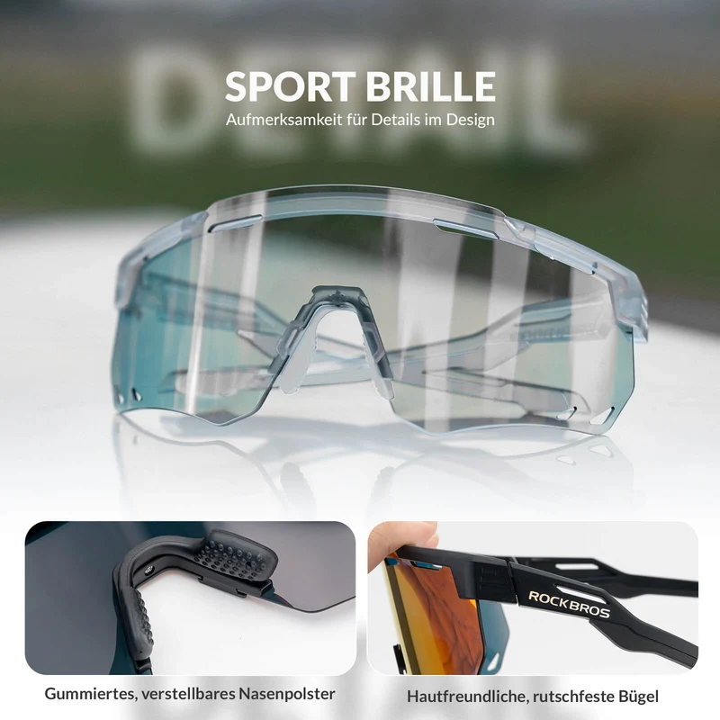 ROCKBROS Ultralicht Fahrradbrille Selbstönende Sonnenbrille met UV400-Schutz
