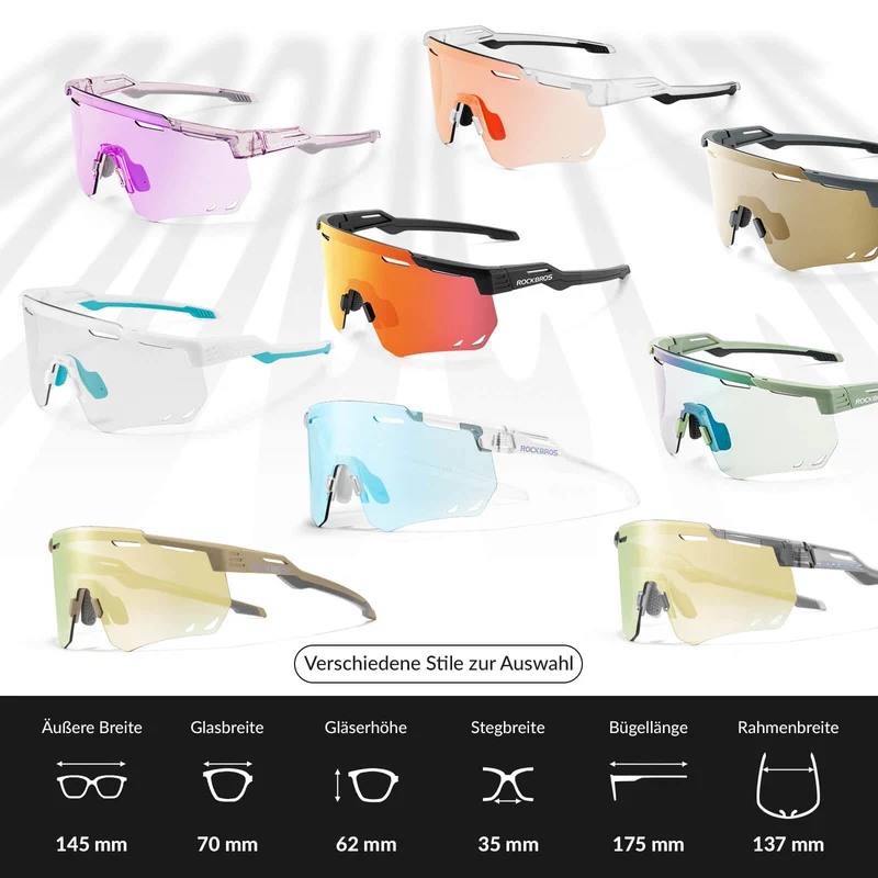 ROCKBROS Ultralicht Fahrradbrille Selbstönende Sonnenbrille met UV400-Schutz