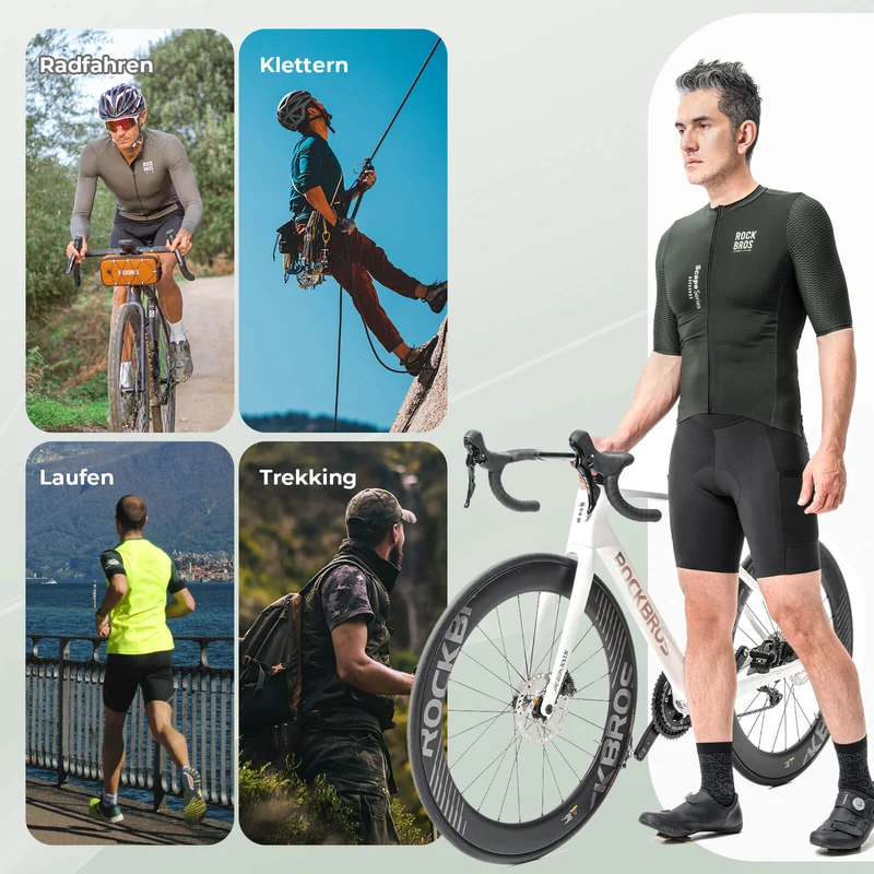 ROAD TO SKY Herren Kurzarm Radtrikot Jersey voor MTB & Rennrad Grün