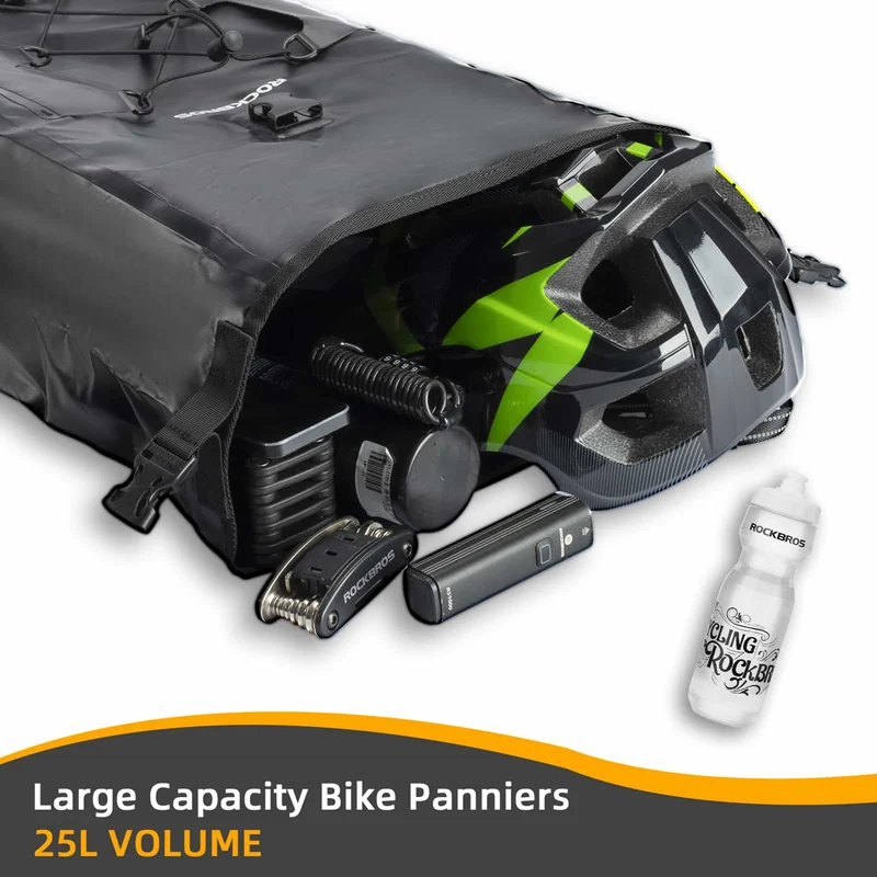 ROCKBROS Gepäckträgertasche 25L-32L 100 % wasserdicht mit Tragegriff