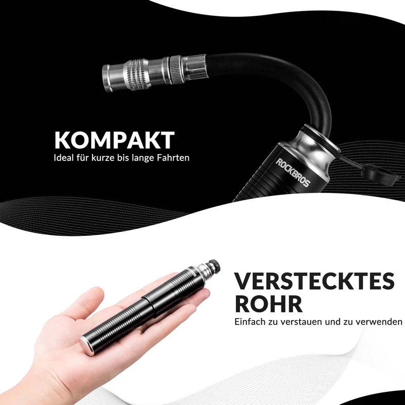 ROCKBROS Luftpumpe Handpomp Schrader & Presta Ventile uit aluminium