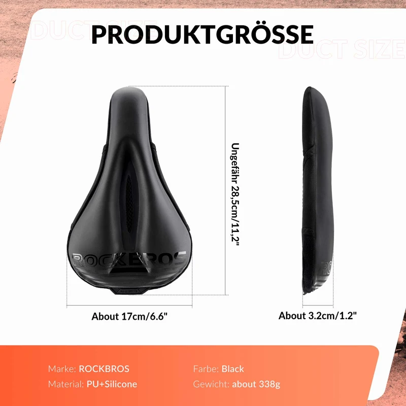 ROCKBROS Fahrrad Sattelbezug Gel Gepolsterter Weicher Fahrradsitz Bezug