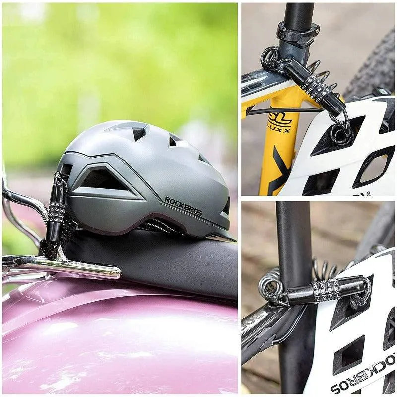 ROCKBROS Fahrradschloss Zahlenschloss Helmschloss mit 4-stellig Код макс. 150 см
