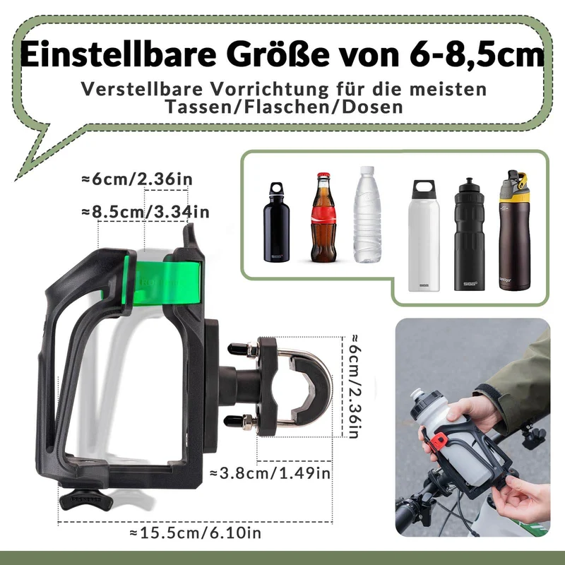 ROCKBROS Flaschenhalter Einstellbar Fahrrad Getränkehalter 360° Drehbar