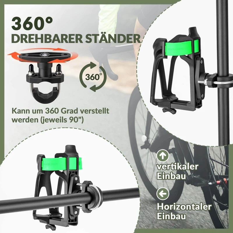 ROCKBROS Flaschenhalter Einstellbar Fahrrad Getränkehalter 360° Drehbar