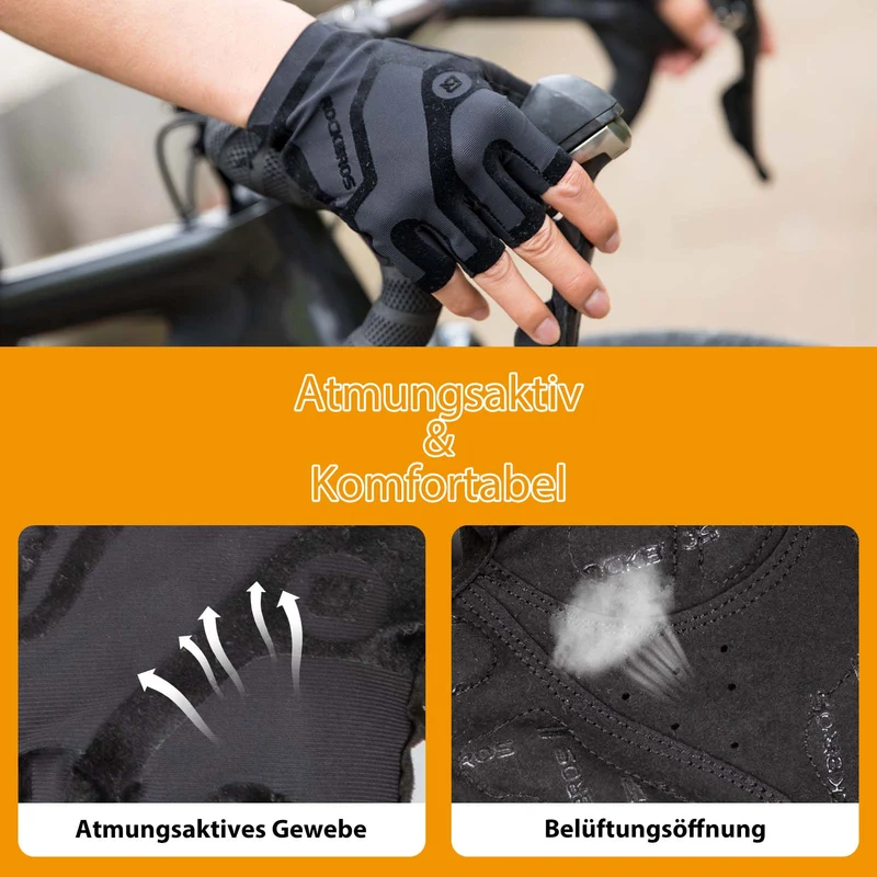 ROCKBROS Halbfinger-Radhandschuhe stoßdämpfend und rutschfest унісекс