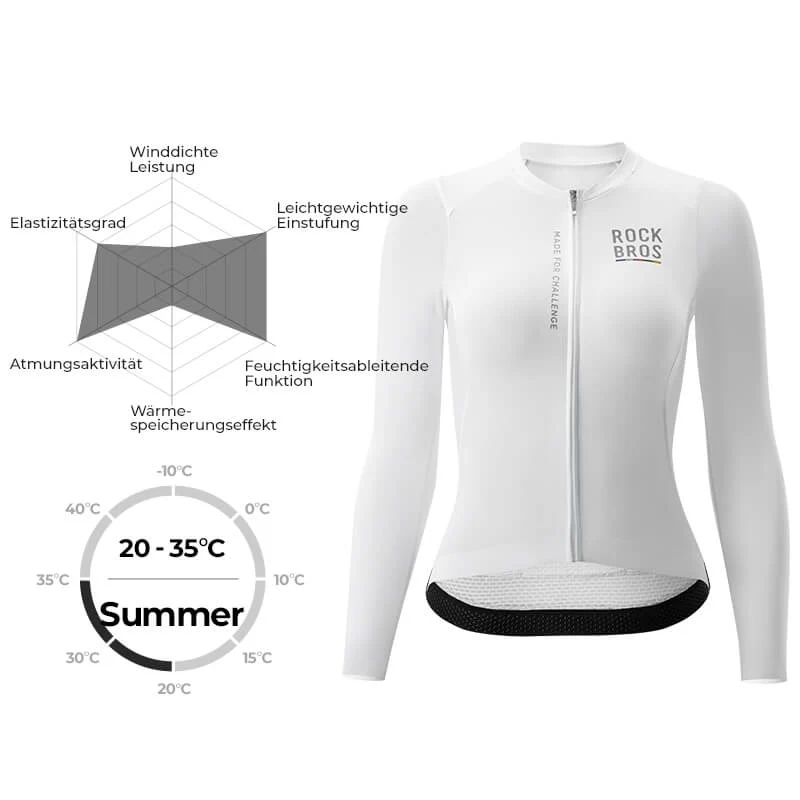 ROAD TO SKY Damen Langarm-Radtrikot Fahrrad Майка для MTB і Rennrad