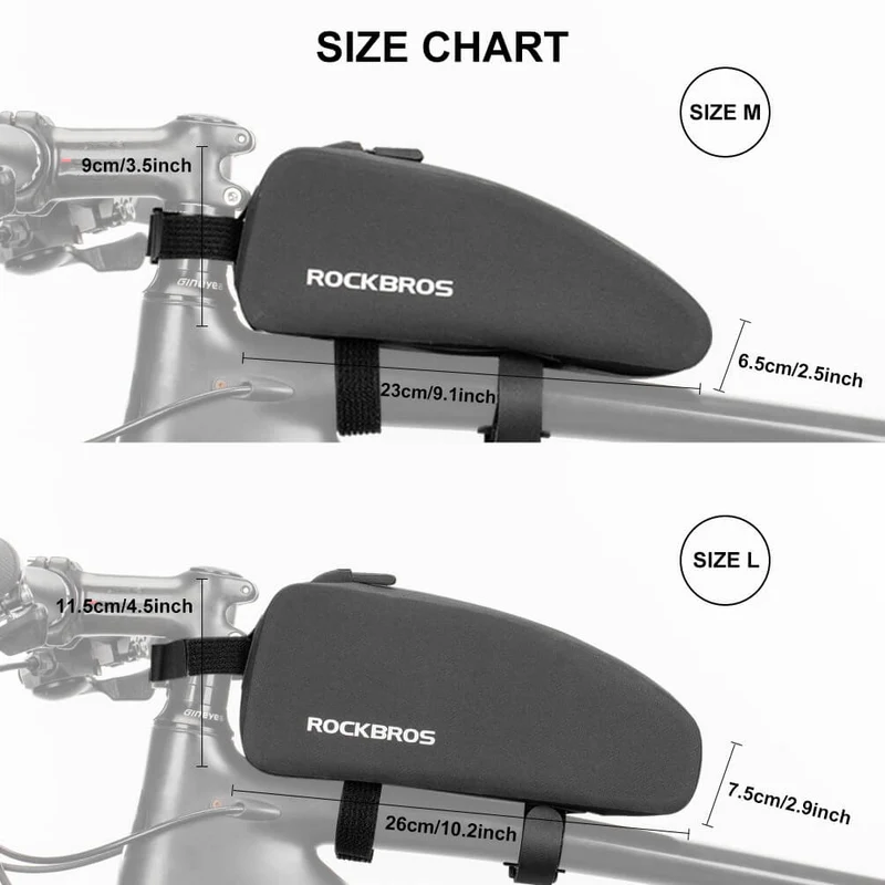 ROCKBROS wasserdichte Oberrohrtasche für Fahrrad 1L / 1.6 L Zwart