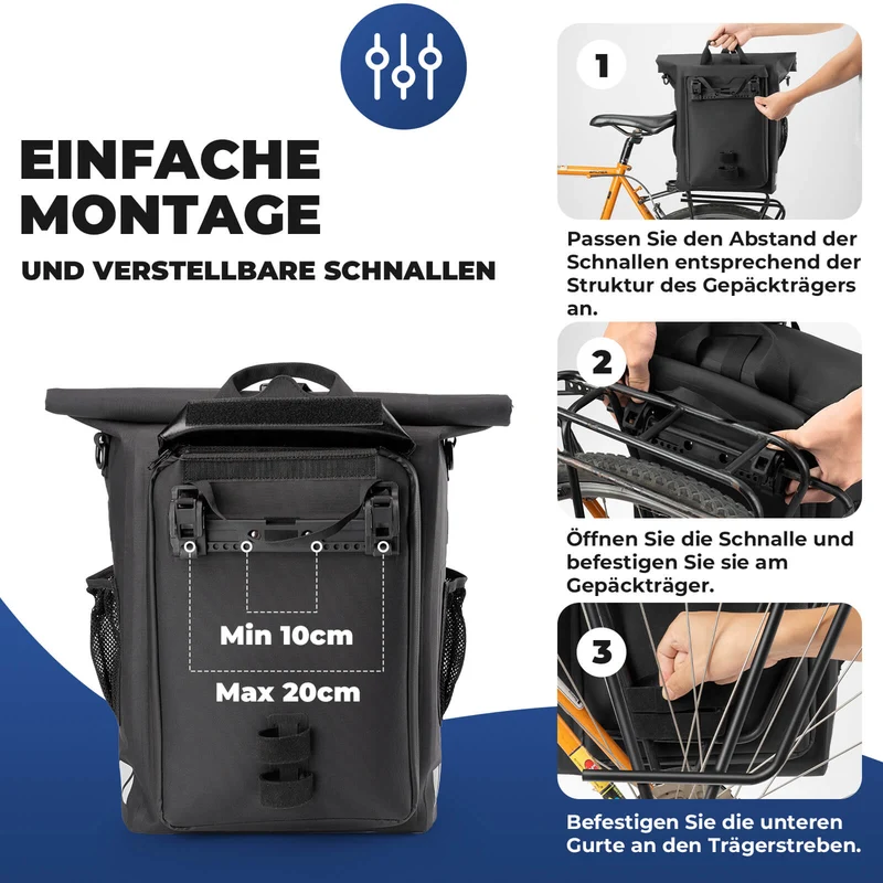 Заплечнік 3 у 1 Wasserdicht Gepäckträgertasche Umhängetasche 18L