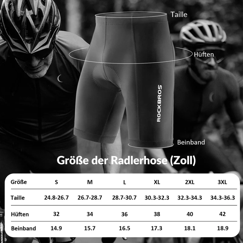 ROCKBROS Fahrradhose met 3D Sitzpolster Schnell bespeelt Herren