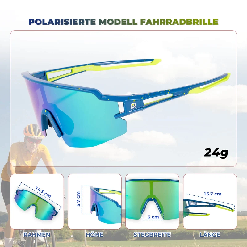 ROCKBROS Fahrradbrille Polarisiert Sportbrille winddicht Sonnenbrille UV400 Schutz