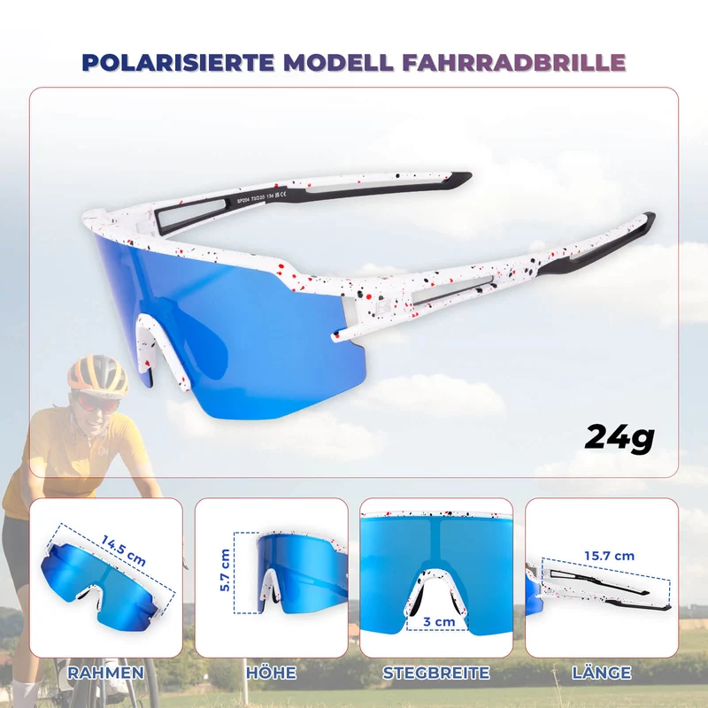 ROCKBROS Fahrradbrille Polarisiert Sportbrille winddicht Sonnenbrille UV400 Schutz