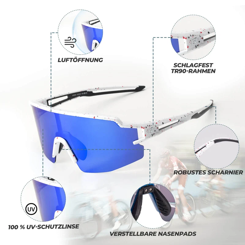 ROCKBROS Fahrradbrille Polarisiert Sportbrille winddicht Sonnenbrille UV400 Schutz