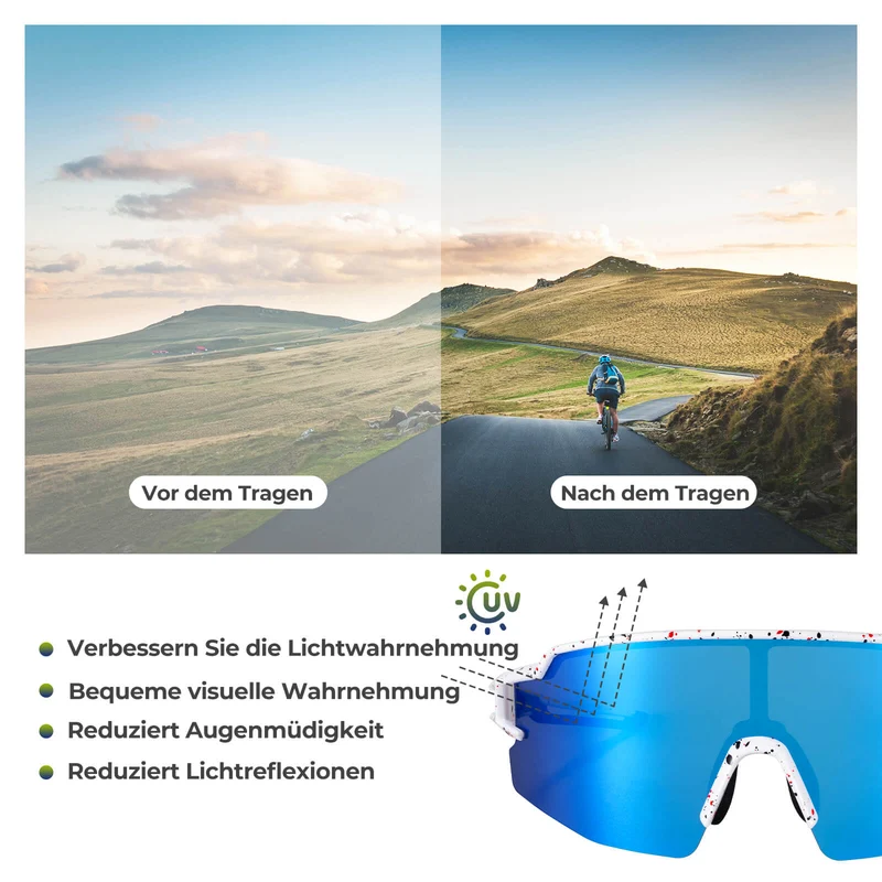 ROCKBROS Fahrradbrille Polarisiert Sportbrille winddicht Sonnenbrille UV400 Schutz