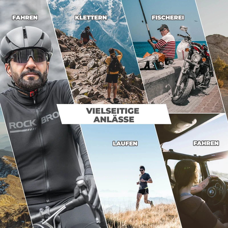 ROCKBROS Fahrradbrille Polarisiert Sportbrille winddicht Sonnenbrille UV400 Schutz