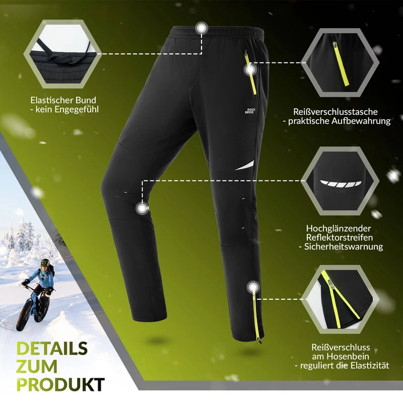 ROCKBROS Heren Fahrradhose Winddicht en warm voor winterse buitensport