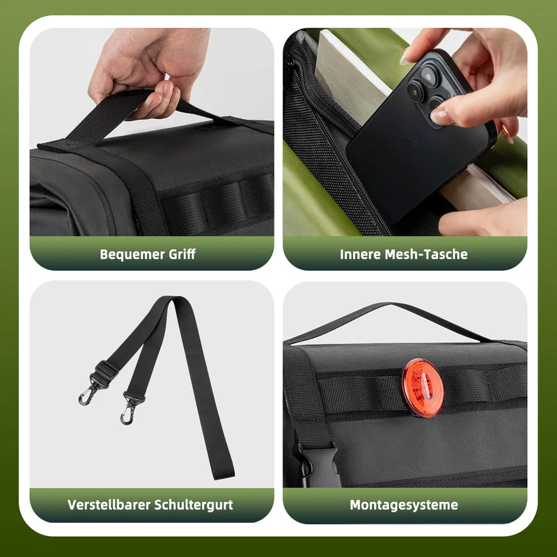 ROCKBROS Wasserdicht Fahrrad Gepäckträgertasche met Schultergurt hinten 15L