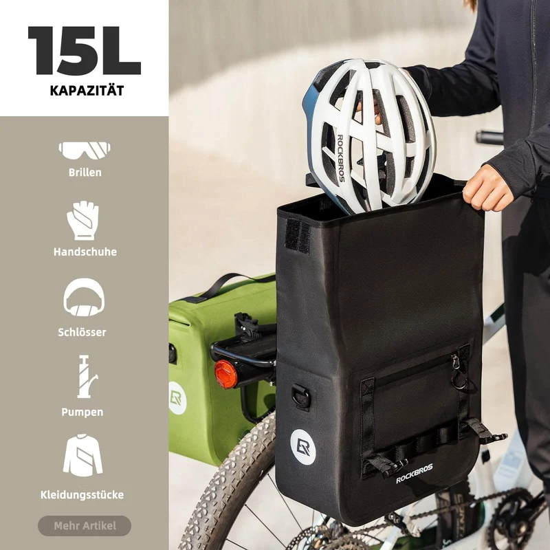 ROCKBROS Wasserdicht Fahrrad Gepäckträgertasche met Schultergurt hinten 15L