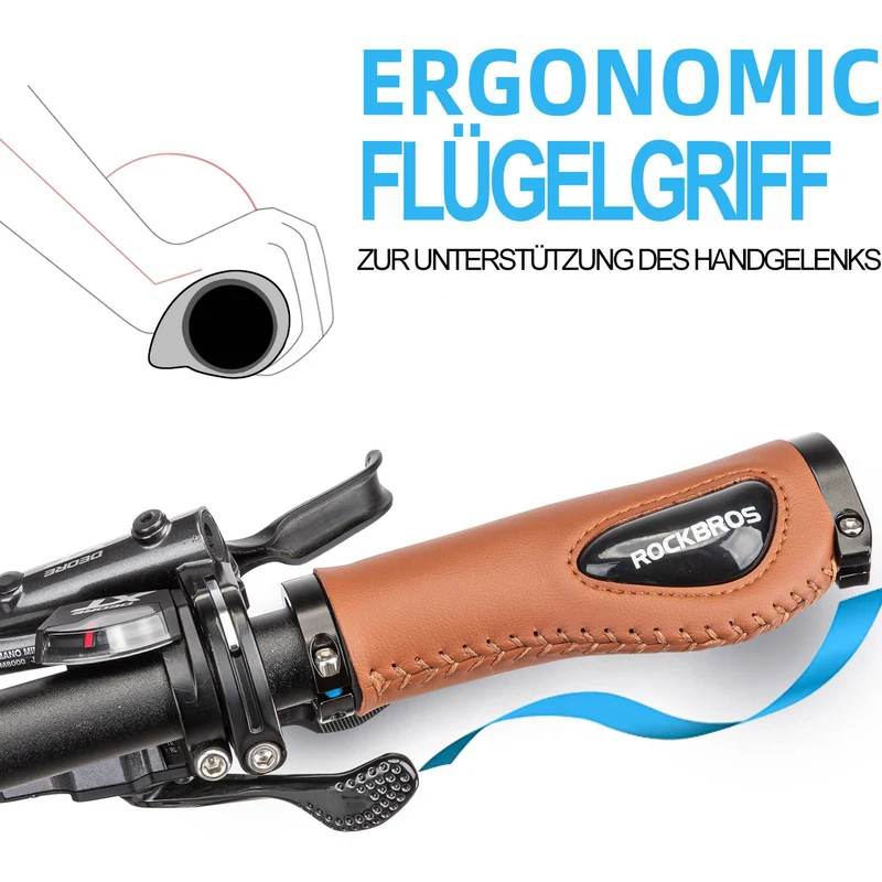 ROCKBROS Fahrradgriffe Ledergriffe voor Lenker met 22,2 mm Durchmesser