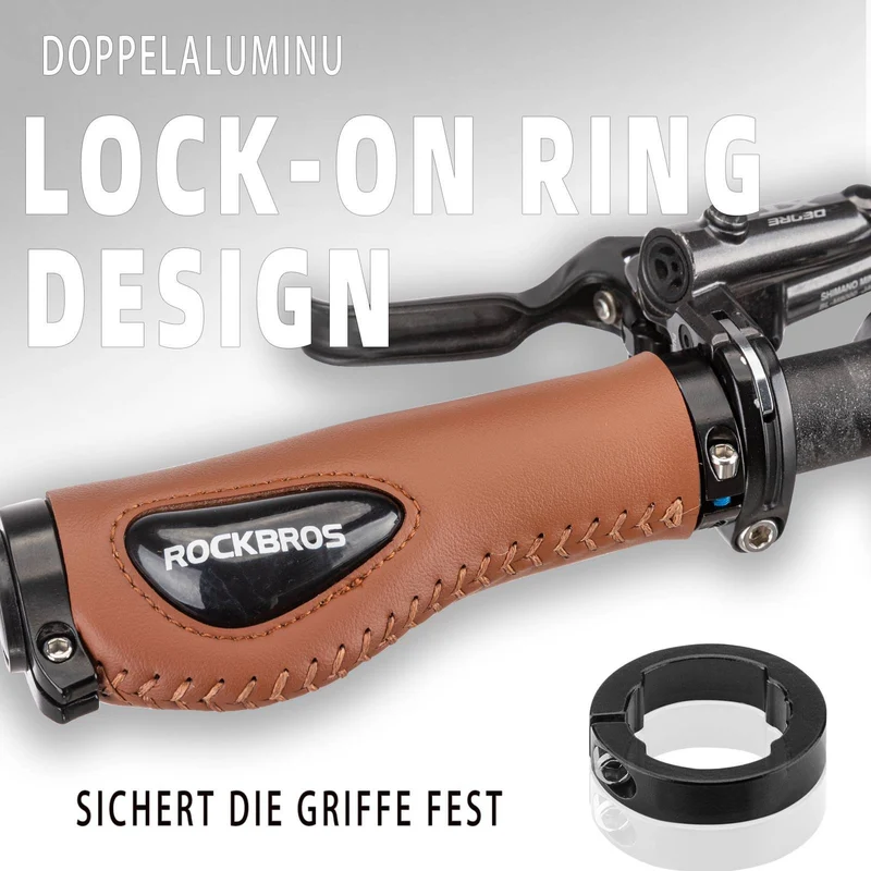 ROCKBROS Fahrradgriffe Ledergriffe voor Lenker met 22,2 mm Durchmesser