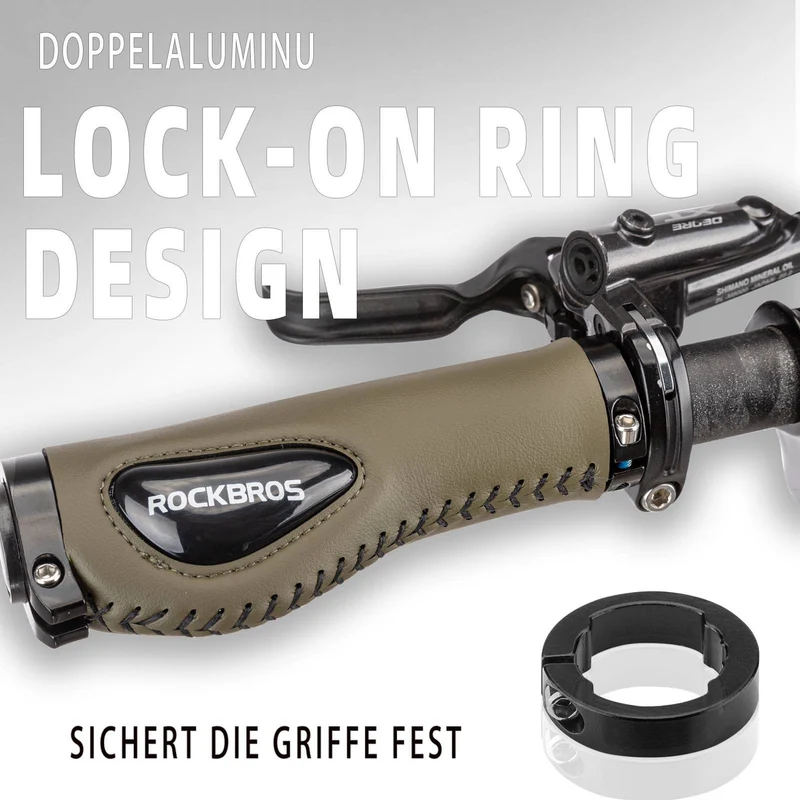 ROCKBROS Fahrradgriffe Ledergriffe voor Lenker met 22,2 mm Durchmesser