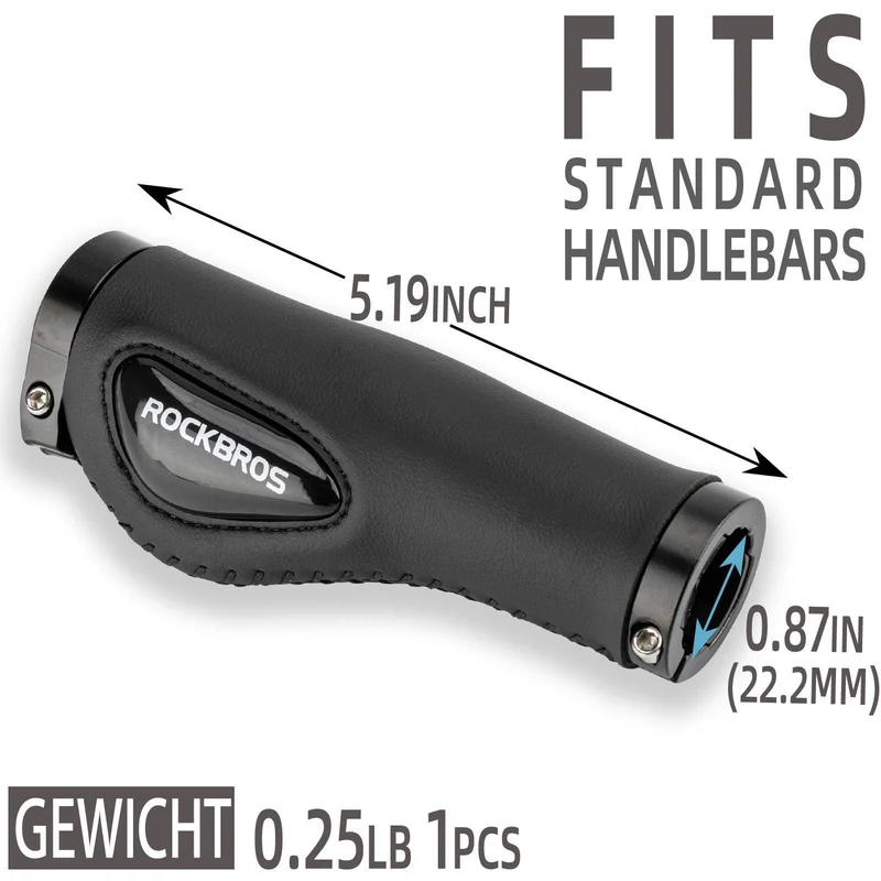 ROCKBROS Fahrradgriffe Ledergriffe voor Lenker met 22,2 mm Durchmesser