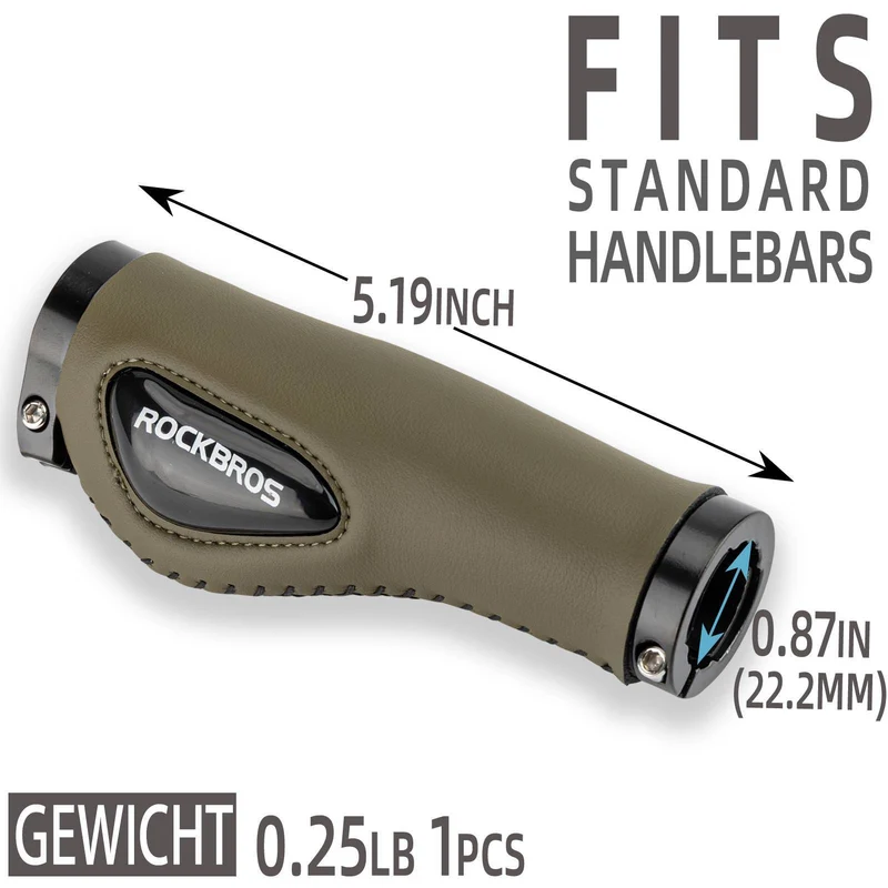 ROCKBROS Fahrradgriffe Ledergriffe voor Lenker met 22,2 mm Durchmesser