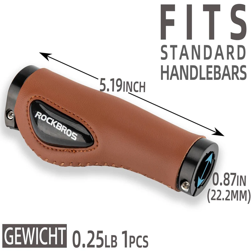 ROCKBROS Fahrradgriffe Ledergriffe voor Lenker met 22,2 mm Durchmesser