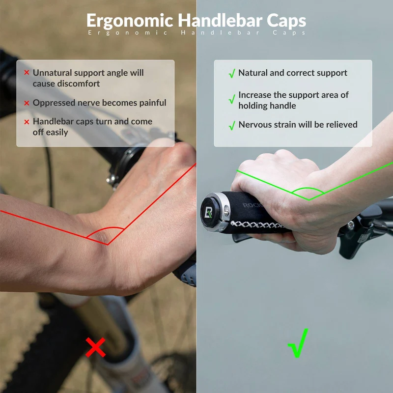 ROCKBROS Fahrradgriffe Ledergriffe voor Lenker met 22,2 mm Durchmesser